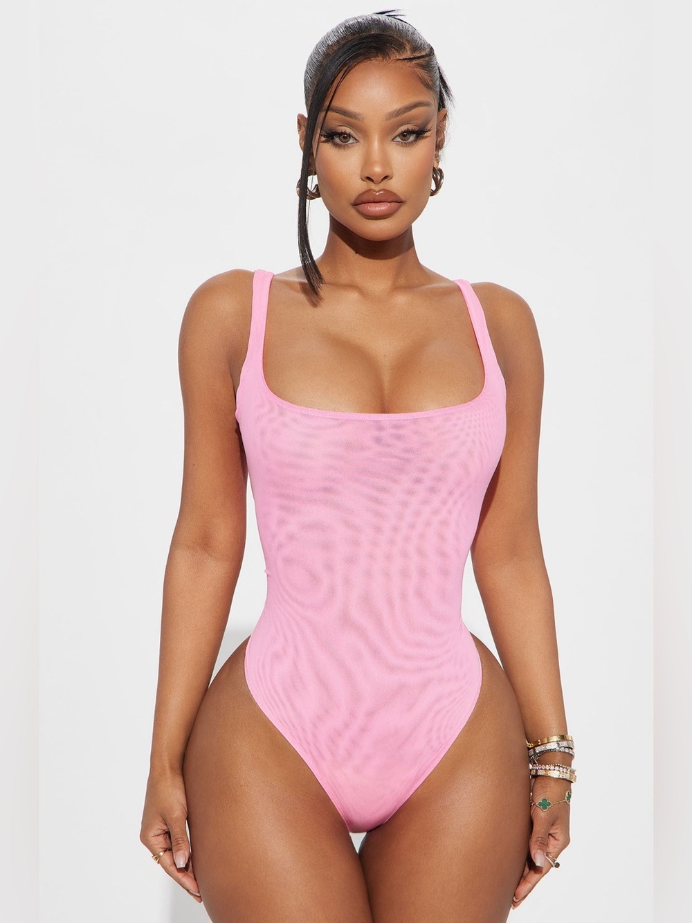 Fashion Nova Miriam Mesh Bodysuit - Neon Pink
Size: S